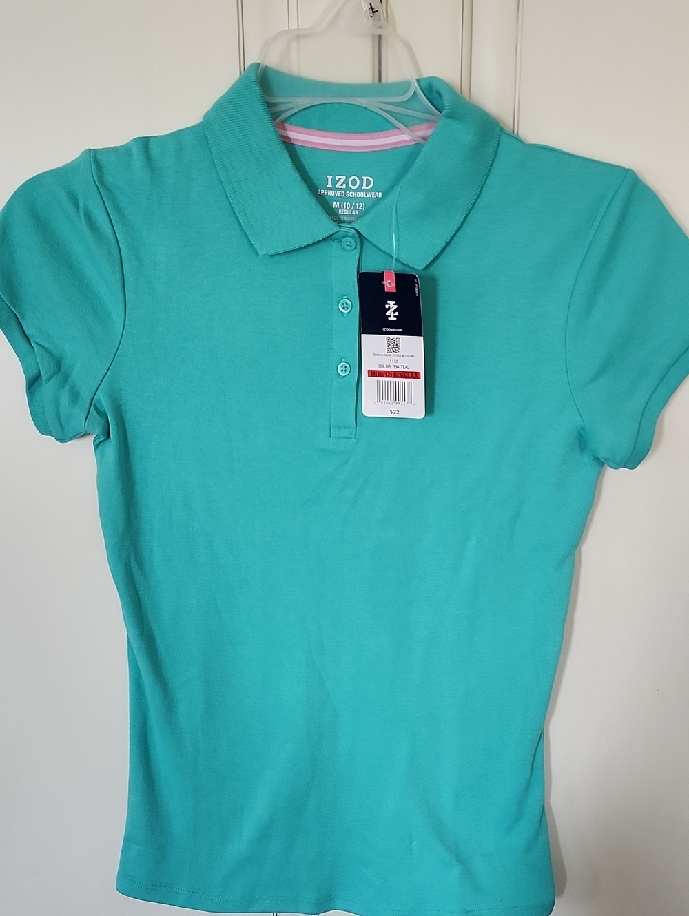 Izod Girls' Short Sleeve Polo Shirt - Aqua/Turquoise